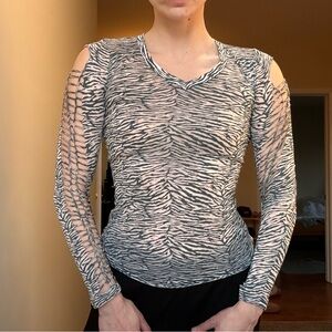 Zebra Print  cut out Long Sleeve Top